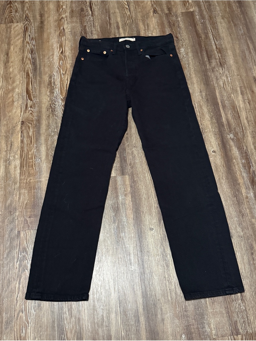 Levi's Wedgie Jeans Women's 27 Button Fly Premium Denim Straight Leg Black Wash